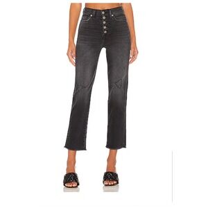 Revolve 7 For All Mankind Black Faded‎ High Rise Straight Leg Jeans $198
